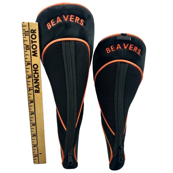 Oregon State Beavers Lot Of 2 Orange Black Embroidered Zip Up Golf Head Covers - Picture 4 of 9